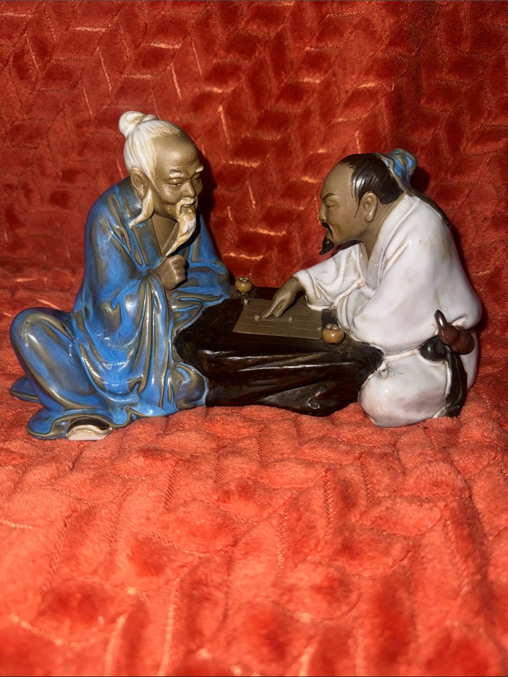 Vintage Shiwan Ceramic Figurine – Wise Sages / Scholars Playing Board Game (Orig